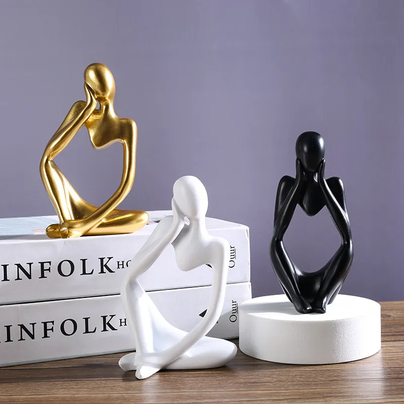 Abstract Thinker Statue Resin Human Sculpture Figurine Modern Minimalist Home Office Desk Decoration Artistic Interior Ornament