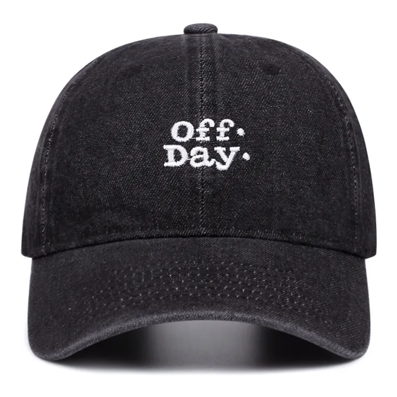 Washed Denim Baseball Cap Off Day Embroidery Adjustable Casual Outdoor Sun Hat For Women Men