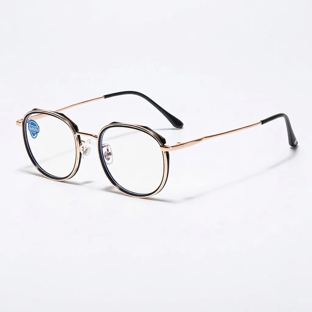 Anti Blue Light Blocking Glasses Retro Round TR90 Metal Frame UV400 Protection Clear Lens Eyeglasses Women Men