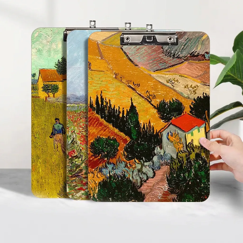 Van Gogh Impressionist Art Style Clipboard MDF Wood Writing Board With Metal Clip For Office School Students