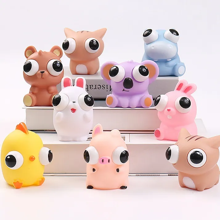 Pop Out Eyes Squeeze Toy Soft PVC Vinyl Cartoon Animal Stress Relief Sensory Fidget Toy Gift For Kids Adults