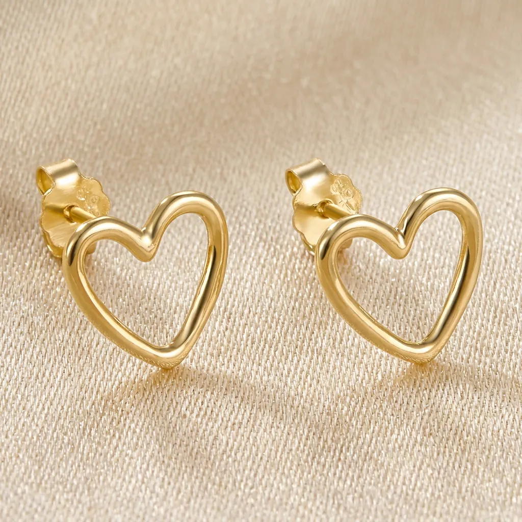 Hollow Heart Stud Earrings 925 Sterling Silver Minimalist Geometric Love Jewelry For Women Elegant Fashion Accessories