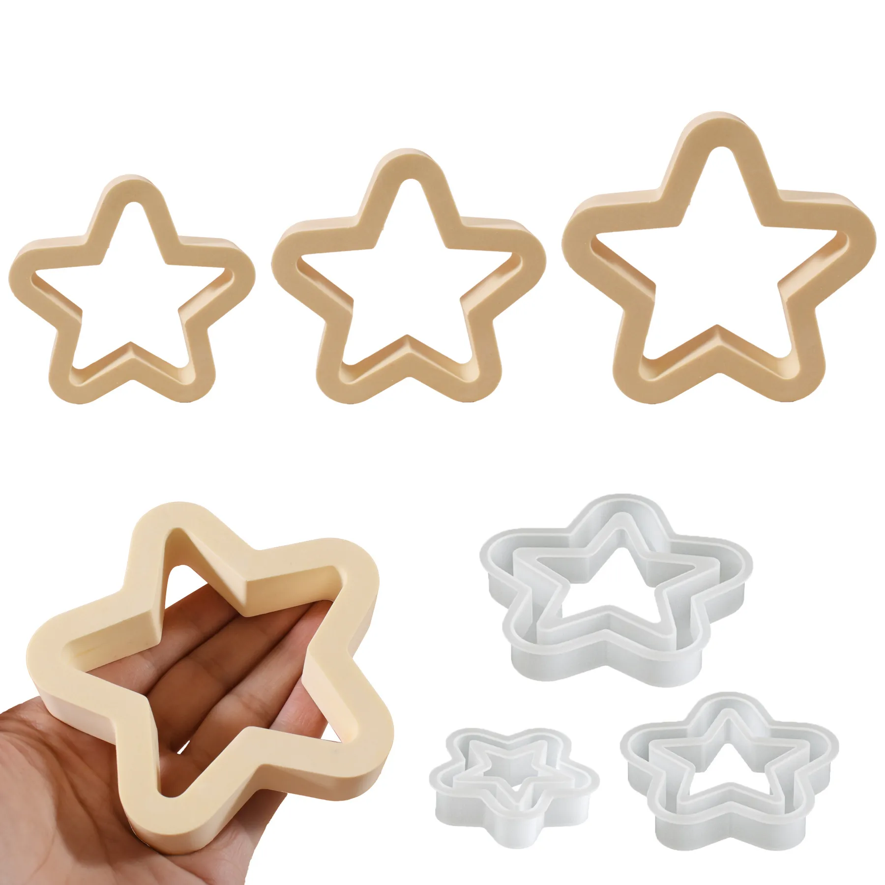 Star Shaped Silicone Mold Rounded Corner Five Pointed For Cake Baking Resin DIY Craft Plaster Ornament Decoration