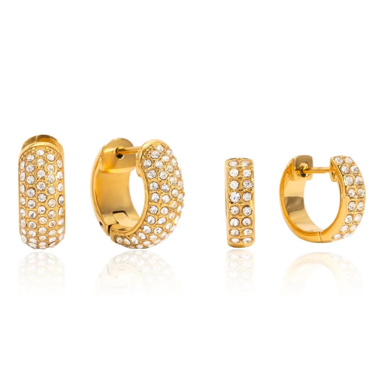 Boucles d'Oreilles Créoles en U en Acier Inoxydable Avec Pavé de Strass Plaqué Or Bijoux de Mode pour Femmes Fête