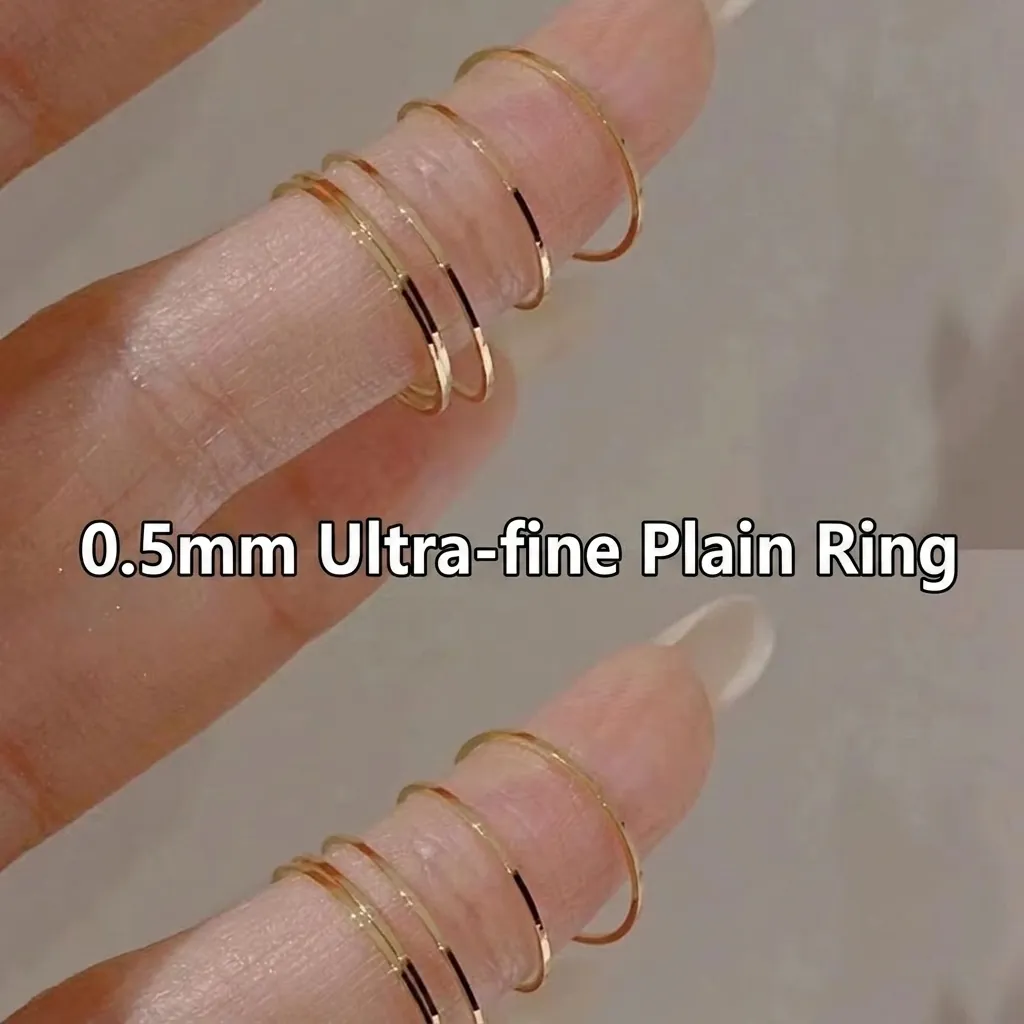 Minimalist Extra Fine Plain Copper Band Rings Korean Style Stacking Knuckle Jewelry For Women Men
