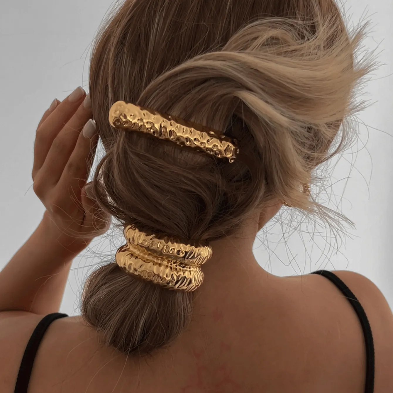 Hammered Texture Metal Hair Clips Alloy Geometric Ponytail Holder Hair Tie Minimalist Hairpins Headwear For Women