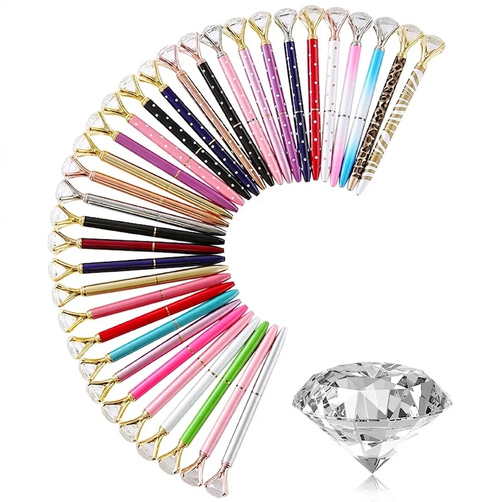 Penna A Sfera Con Diamante In Cristallo Metallo Penna A Torsione Elegante Per Ufficio Scuola Matrimonio Regalo