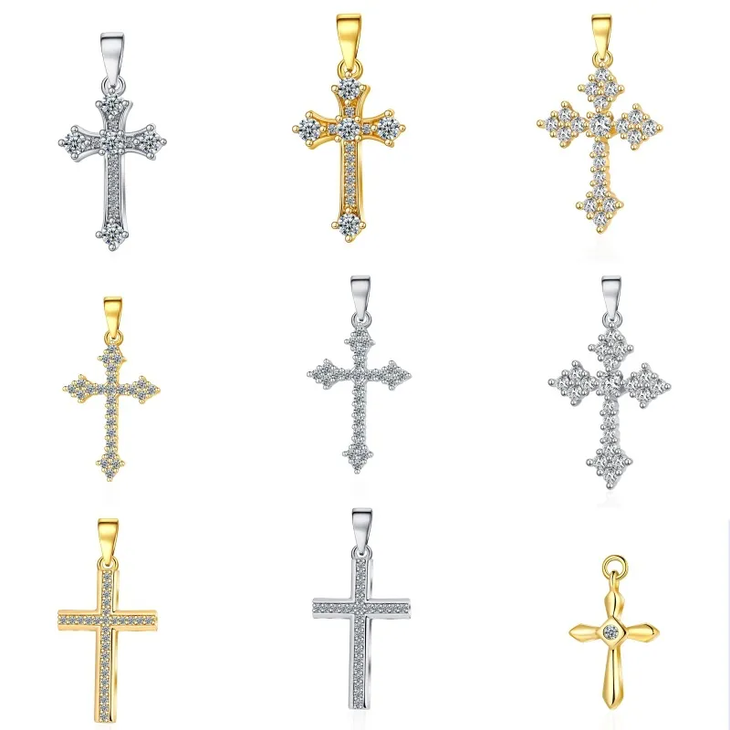 Collana Pendente A Croce Con Catena Rame Zirconia Micro Pave Lucido Hip Hop Gioielli Alla Moda Per Donne Uomini Regalo