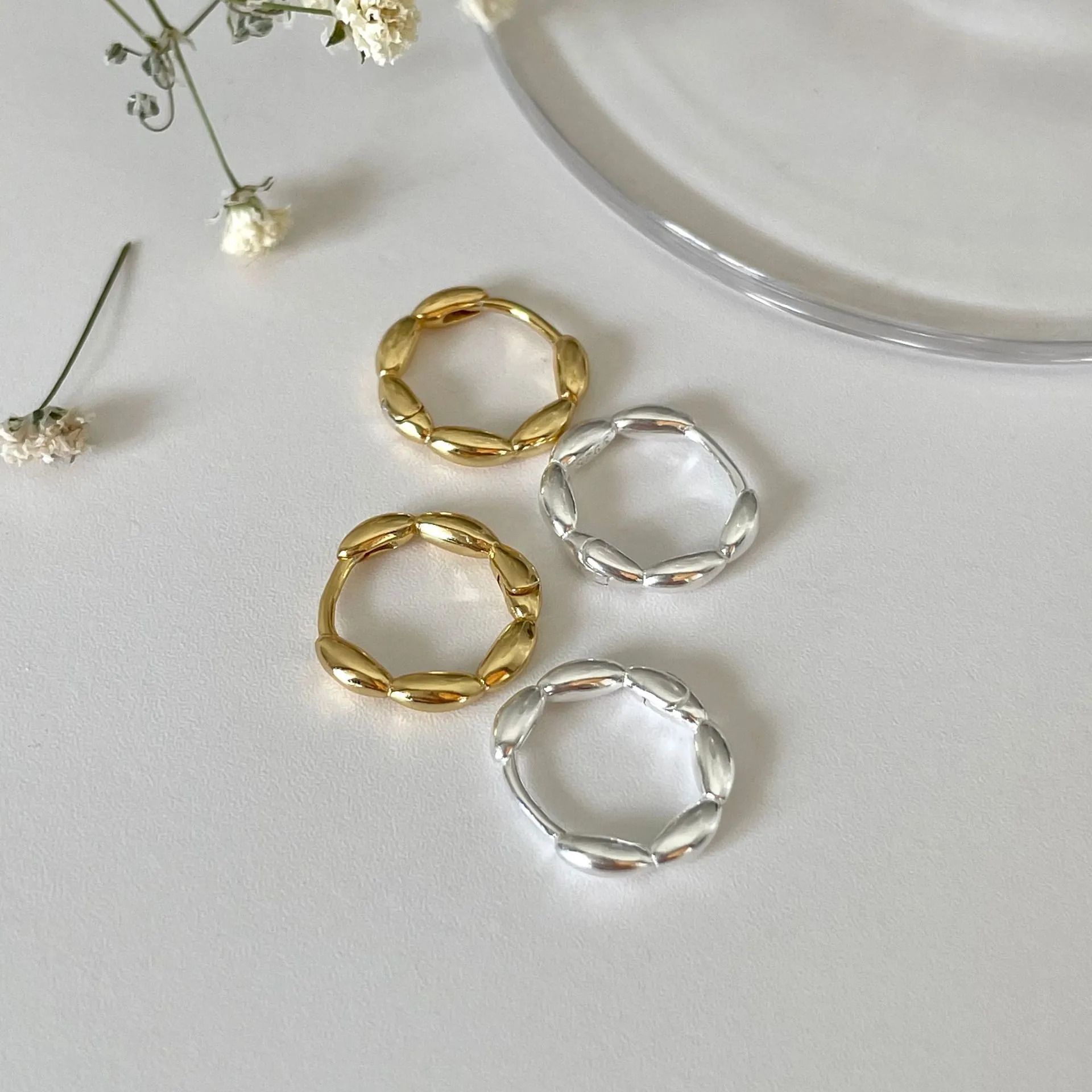 925 Sterling Silber Olivenzweig Creolen Für Frauen Minimalistisch Ins Stil Klein Gedreht Schmuck