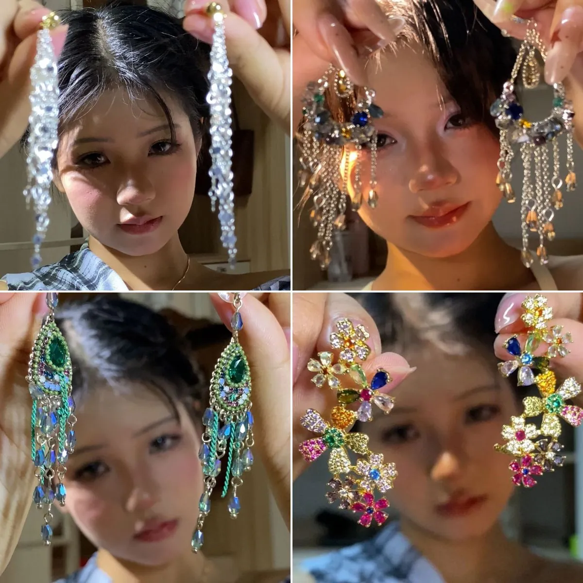 Vintage Zirkon Quasten Ohrhänger Retro Ethno Stil Kupfer Chic Schmuck Für Damen Mit Silver Earring Post