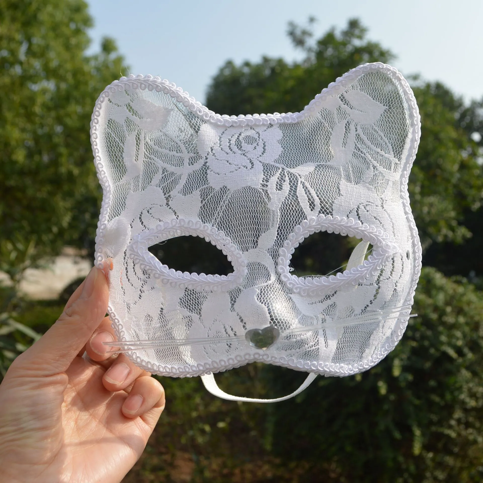 Sexy Lace Cat Mask PVC Masquerade Half Face Eye Cover For Halloween Costume Party Mystery Ball Accessory