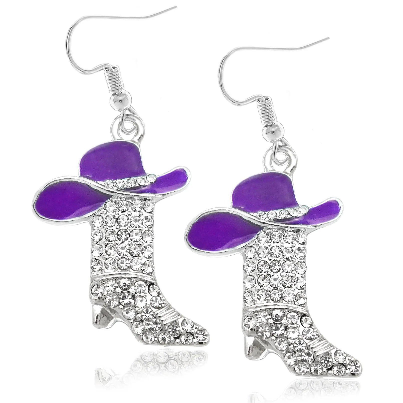 Western Cowboy Boot Hat Dangle Earrings Copper Enamel Rhinestone Drop Earrings Fashion Personality Jewelry For Women