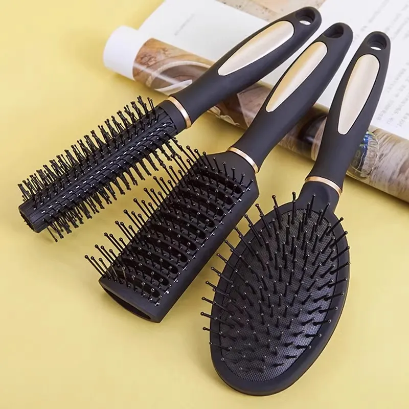Set di Spazzole per Capelli Professionali Opache in Plastica Pettine a Paletta Spazzola Rotonda Pettine a Scheletro Massaggiante per Uomo e Donna