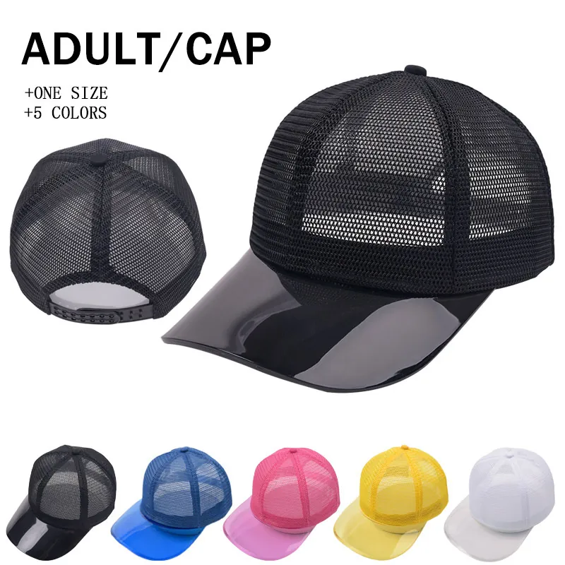 Mesh Baseball Cap With Transparent PVC Brim Breathable Adjustable Snapback Solid Color Summer Outdoor Sport Trucker Hat