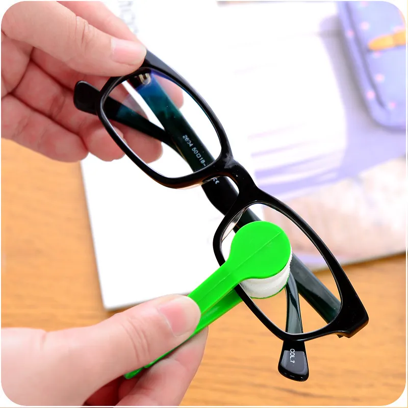 Portable Eyeglasses Cleaning Brush Microfiber Lens Cleaner Clip Mini Tweezer Style Dual Sided Eyewear Maintenance Tool