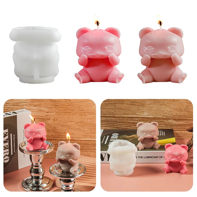 Simpatico Stampo In Silicone Panda 3D Per Realizzare Candele Profumate E Ornamenti In Gesso Strumento Artigianale Orso Seduto