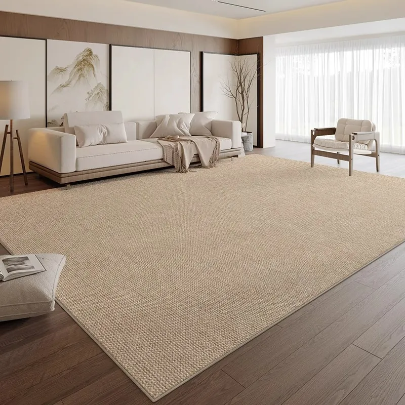 Modern Minimalist Area Rug Living Room Solid Color Waterproof High Density Loop Pile Polyester Carpet Non Slip Washable