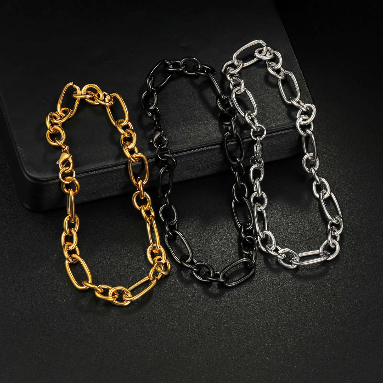 Bracciale A Catena Figaro In Acciaio Inossidabile Gioielli Di Moda Hip Hop Punk Con Chiusura A Aragosta Per Uomo Donna