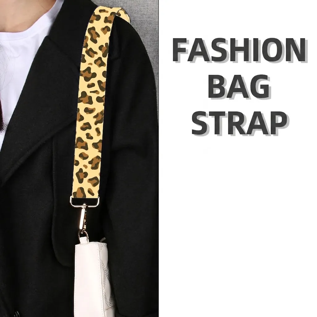 Adjustable Replacement Shoulder Strap Wide Polyester Printed Webbing Crossbody Handbag Accessory Gold Metal Buckle
