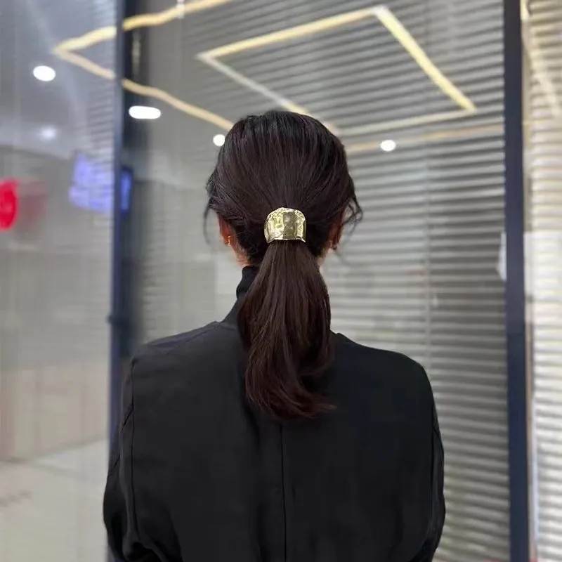 Irregular Metal Ponytail Hook Hair Clip Lava Texture Glossy Alloy Hairpin Minimalist Hair Accessories For Women