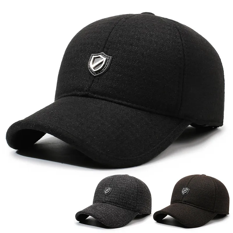 Casquette De Baseball En Laine Pour Hommes Avec Protège-Oreilles Pliables Chaude Épaisse Coupe-Vent Extérieur Loisirs