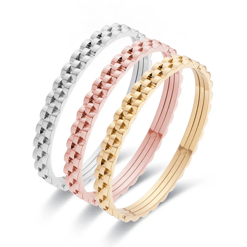 Bracciale Rigido In Acciaio Inossidabile Texture Ingranaggi Industriali Stile Cinturino Orologio Gioielli Hip Hop