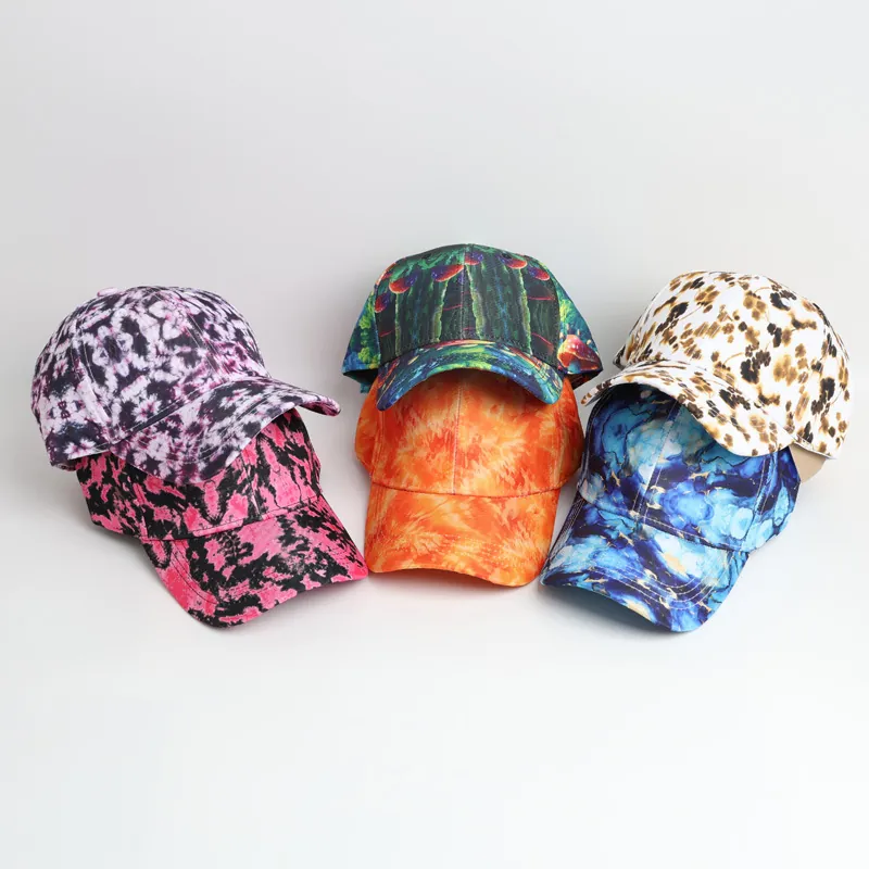 Fashionable Tie-Dye Baseball Cap For Women Men Polyester Breathable Sun Protection Outdoor Casual Adjustable Snapback Hat