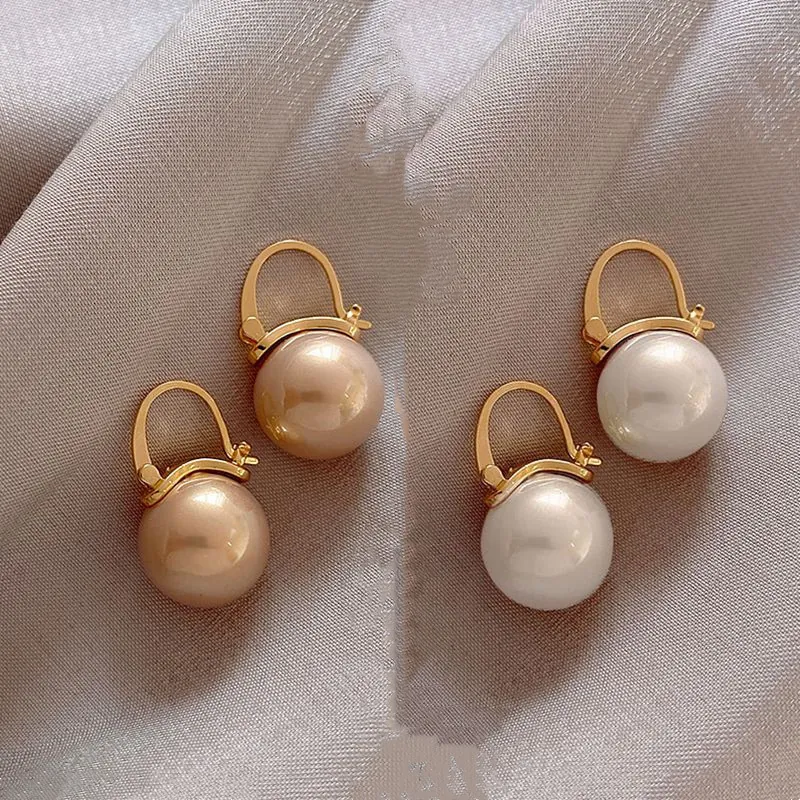 Vintage Elegant Round Imitation Artificial Pearl Drop Earrings Alloy Lever Back Minimalist Jewelry For Women Commute