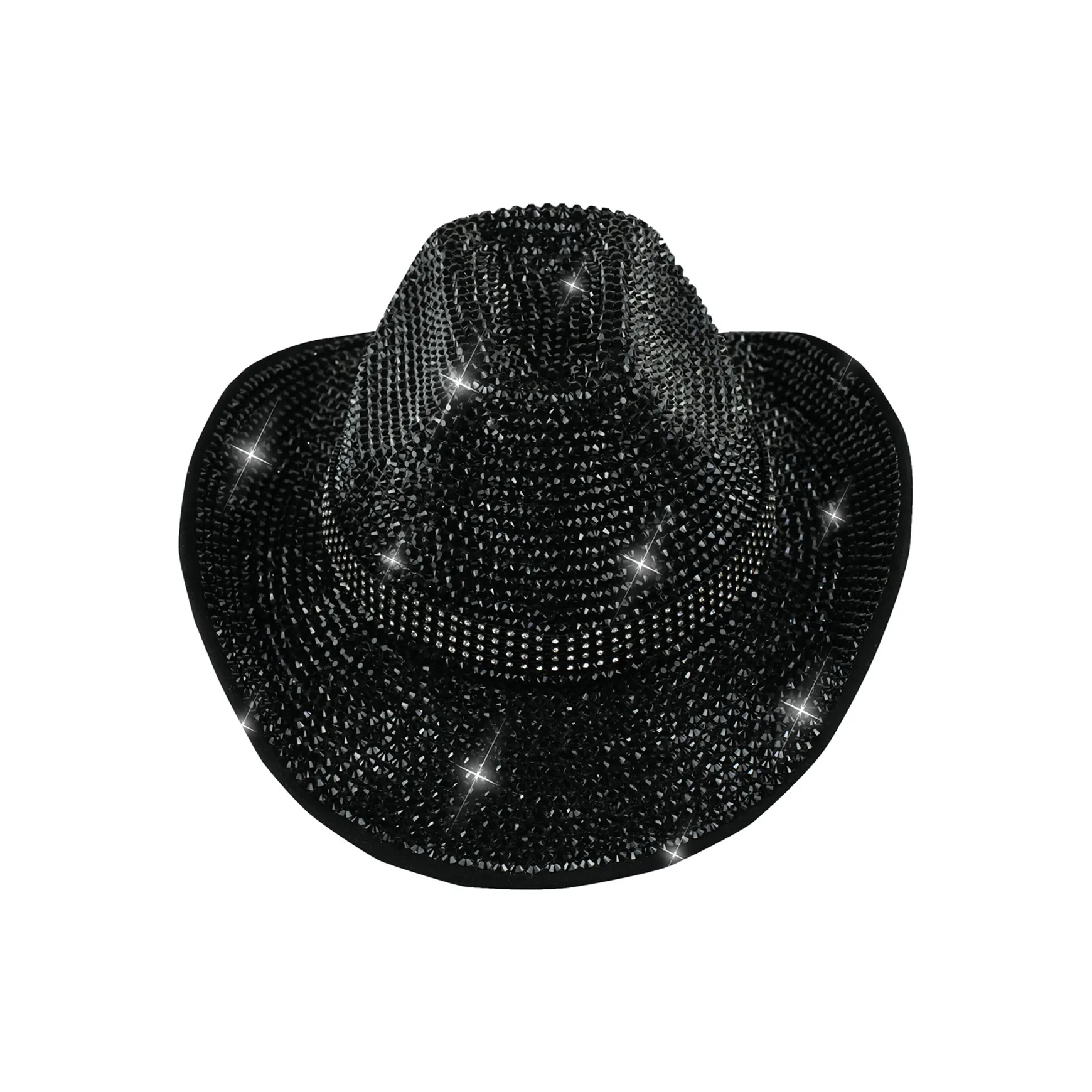 Rhinestone Cowboy Hat Bling Polyester Western Party Stage Jazz Hat For Men Women Fashionable