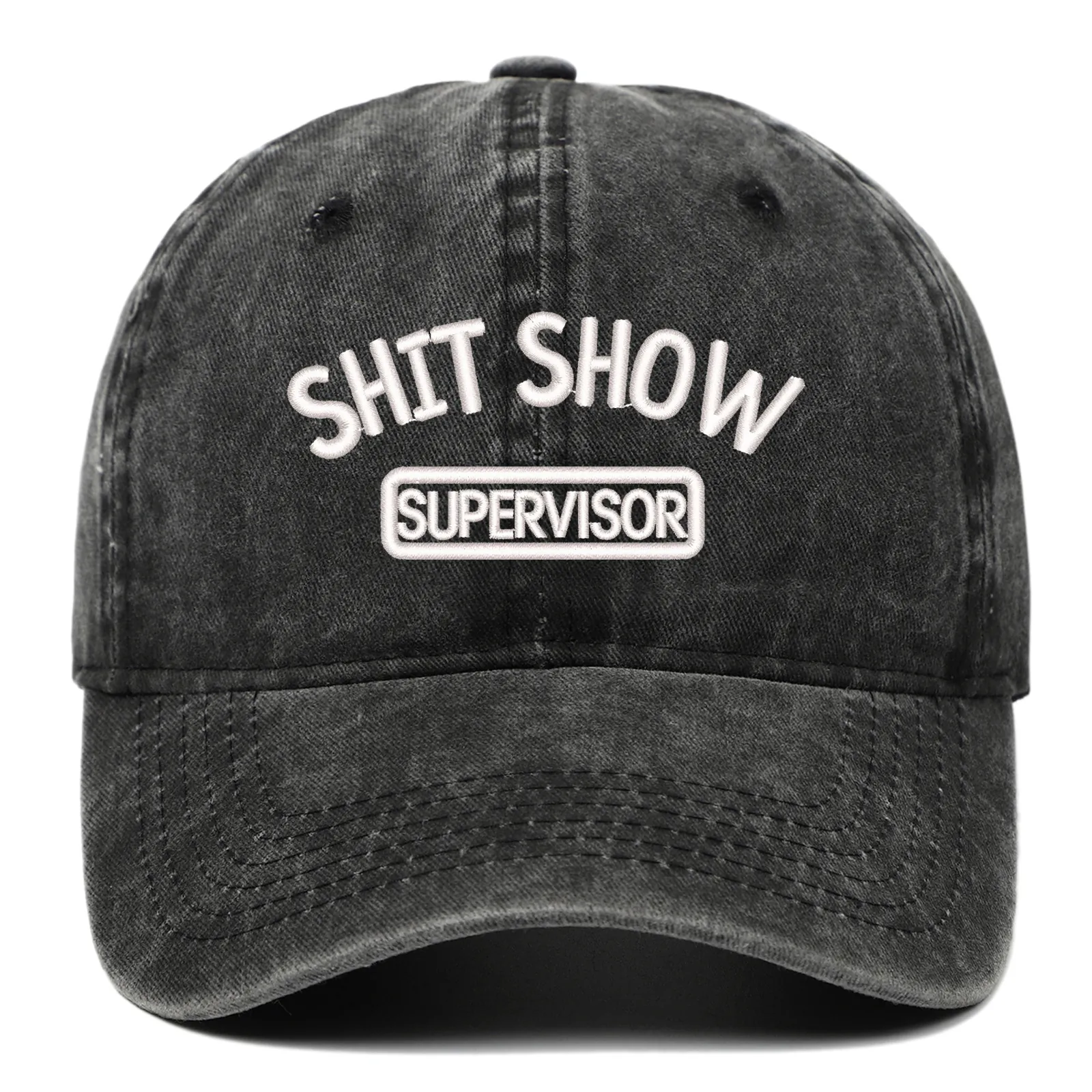 Retro Washed Cotton Baseball Cap Shit Show Supervisor Embroidery Distressed Adjustable Dad Hat For Men Women Outdoors