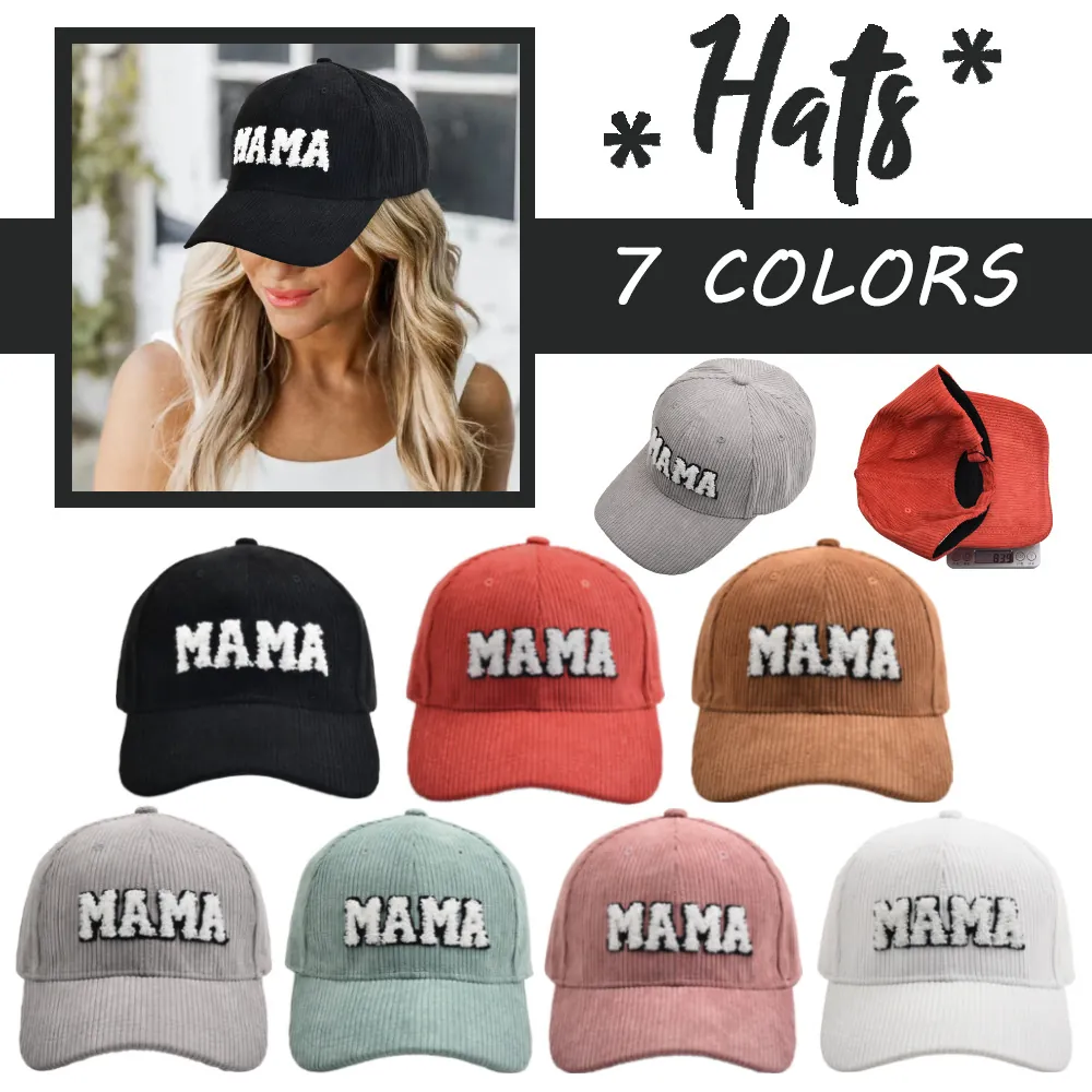 MAMA MINI Letter Embroidery Corduroy Baseball Cap Parent-Child Matching Sun Hat Versatile Warm Outdoor For Women And Kids