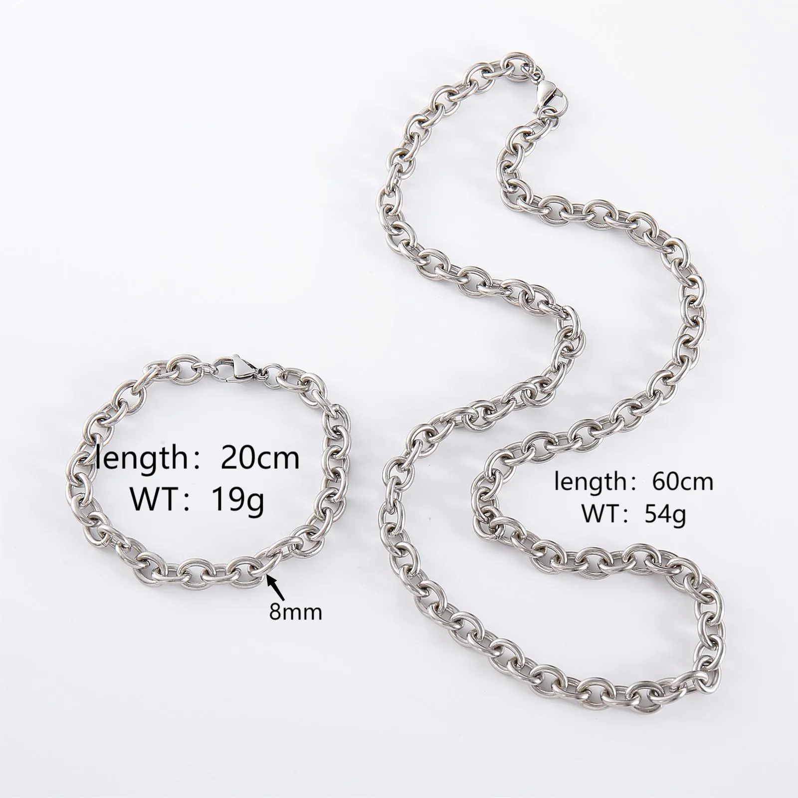 Collana E Bracciale A Catena Incrociata Spessa Minimalista In Acciaio Inossidabile 304 Gioielli Con Maglia Rolo