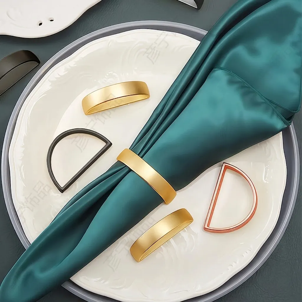 Metal Napkin Rings D-Shape Minimalist Zinc Alloy Napkin Buckles For Dinner Table Decoration Hotel Wedding