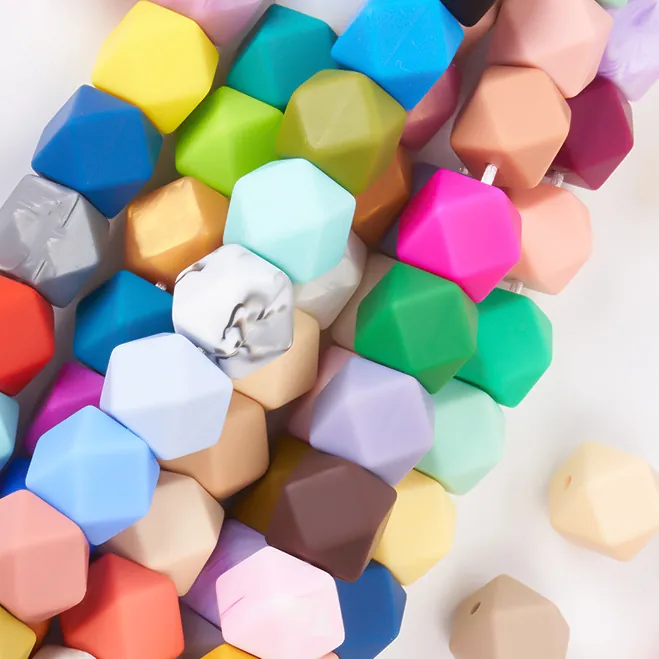 Perle Di Silicone Sfuse Geometriche Esagonali Ottagonali Per Massaggiagengive Accessori Per Gioielli Fai Da Te Bambino Colorate