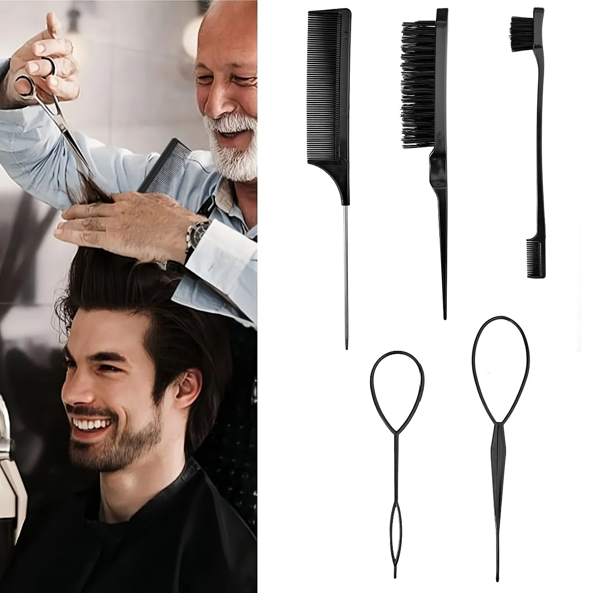 Combinazione Professionale di Strumenti per l'Acconciatura dei Capelli Include Pettine a Coda Spazzola Strumenti per Salone