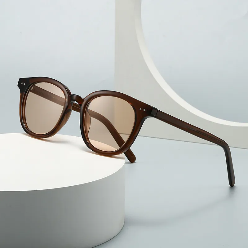 Retro Round Sunglasses UV400 Protection Plastic Frame Metal Rivet Trendy Street Style Eyewear For Men Women
