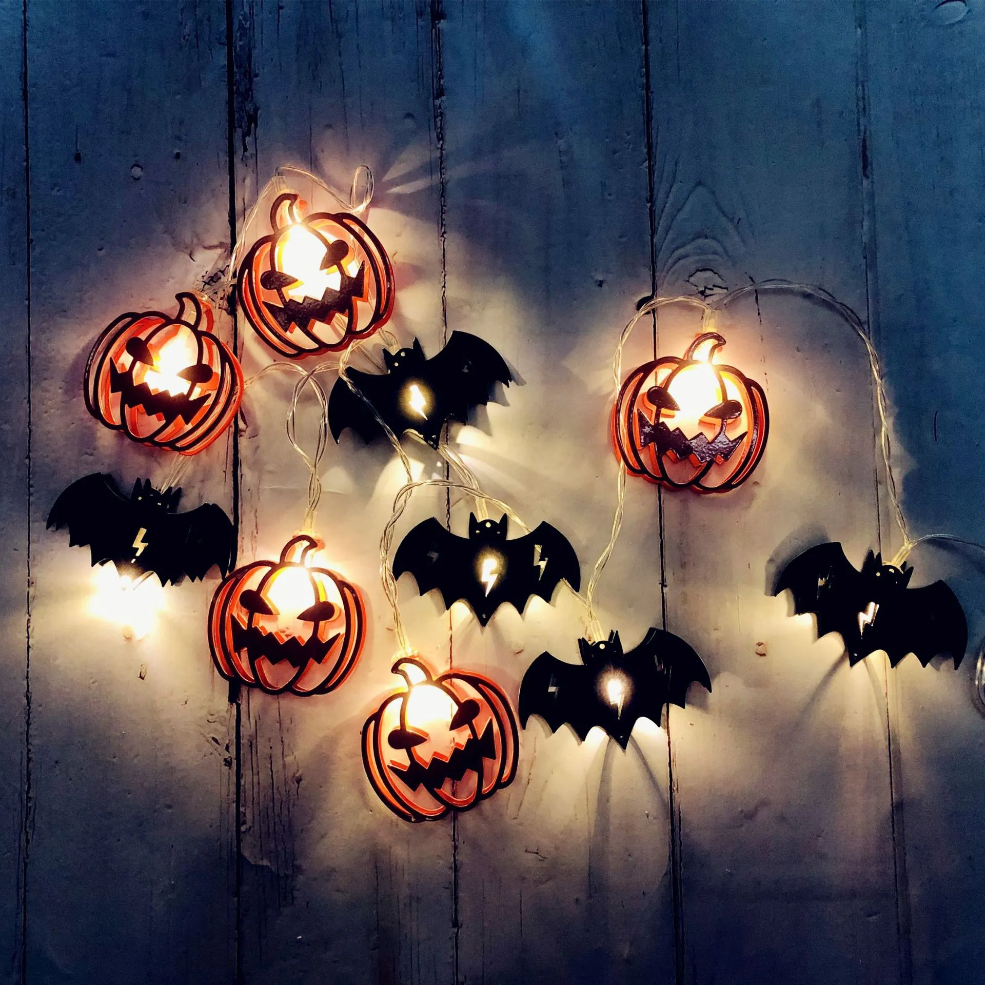 Halloween LED String Lights Pumpkin Bat Ghost Skeleton Witch Fairy Lighting Battery USB Powered Home Party Decor