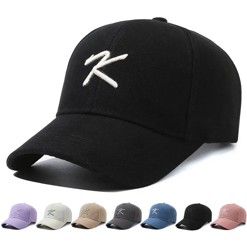Baseball Cap Cotton Embroidered K Letter Adjustable Sun Hat Outdoor Leisure Sport Unisex