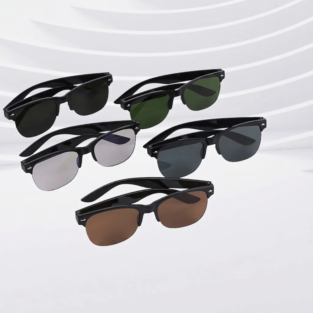 Retro Browline Sunglasses PC Frame Glass Lenses UV Protection Semi Rimless Fashion Eyewear For Men And Women