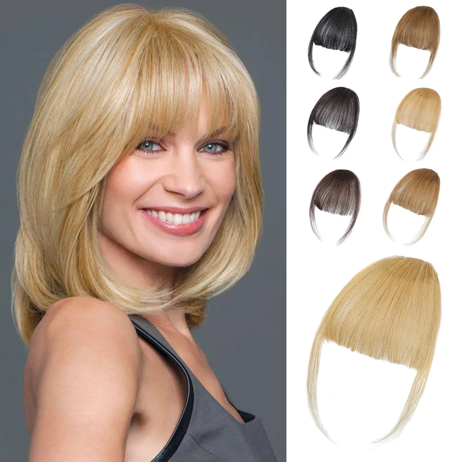 Clip In Air Bangs Hair Extensions High Temperature Synthetic Fiber Thin Breathable Natural Invisible Fringe With Sideburns