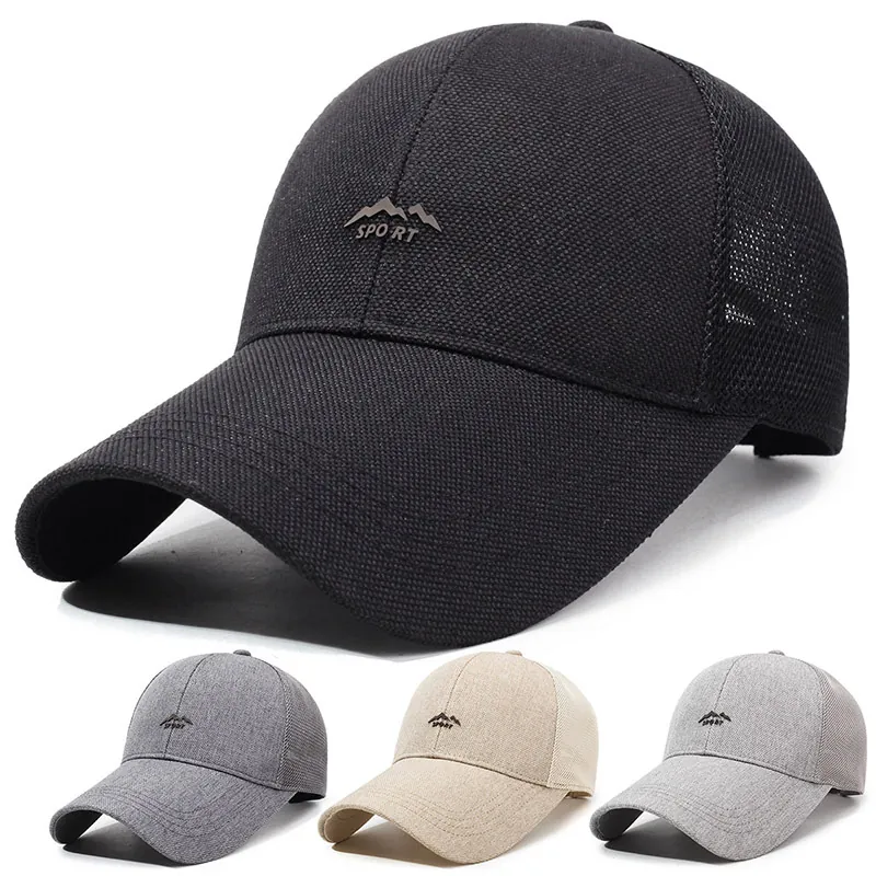 Mesh Baseball Cap Breathable Polyester Summer Sun Hat Lightweight Outdoor Sport Adjustable For Men Women