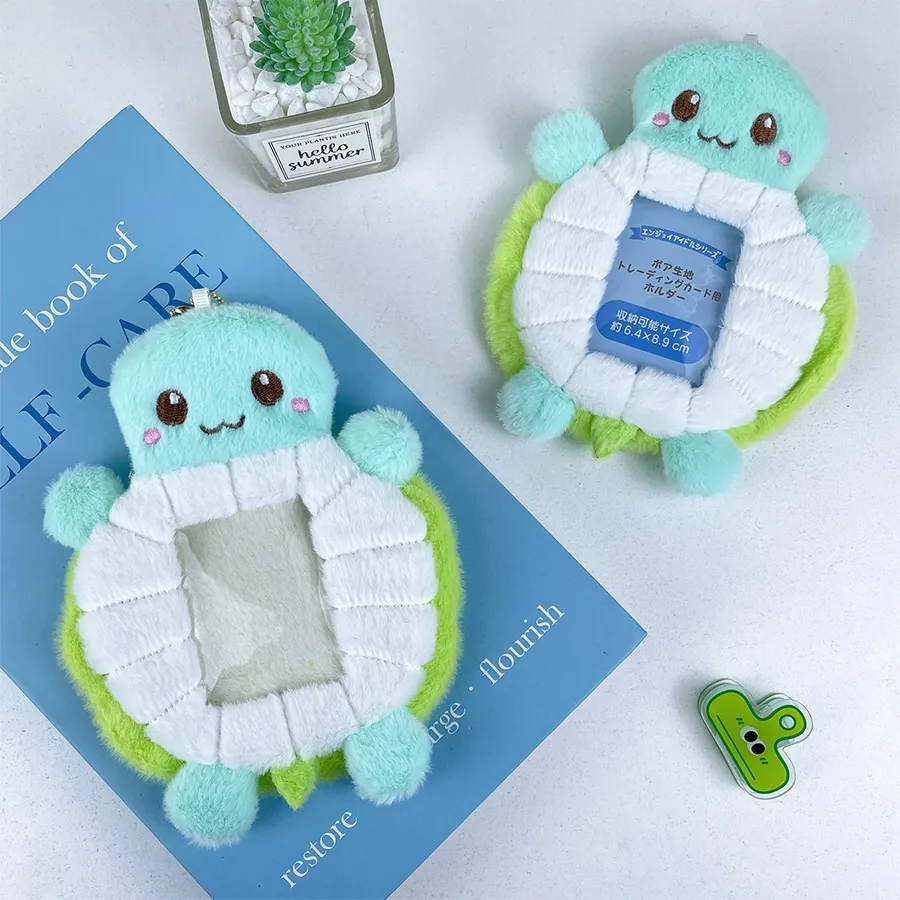 Plush Turtle Card Holder Cute Cartoon Photo Card Protector Wallet For Idol Student Bus Card Bag Pendant
