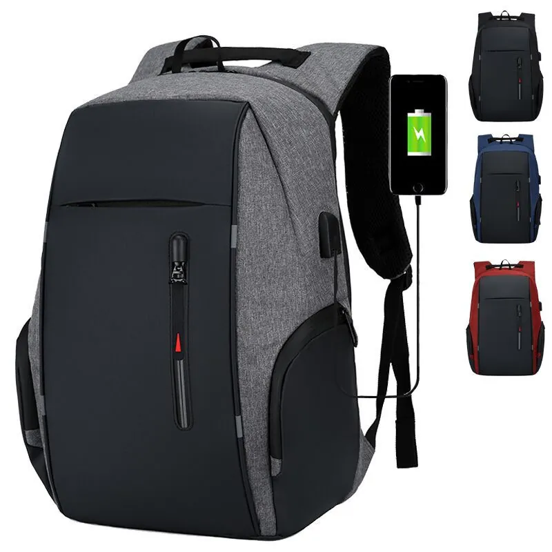 Zaino Per Laptop Da Uomo Di Grande Capacità Impermeabile Con Porta Di Ricarica USB Borsa Da Viaggio In Tessuto Oxford