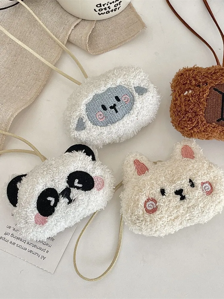 Simpatici Ciondoli Per Borse Animali In Peluche Sherpa Panda Coniglio Pendente Cartone Animato Con Cordino Per Accessori Zaino Studente