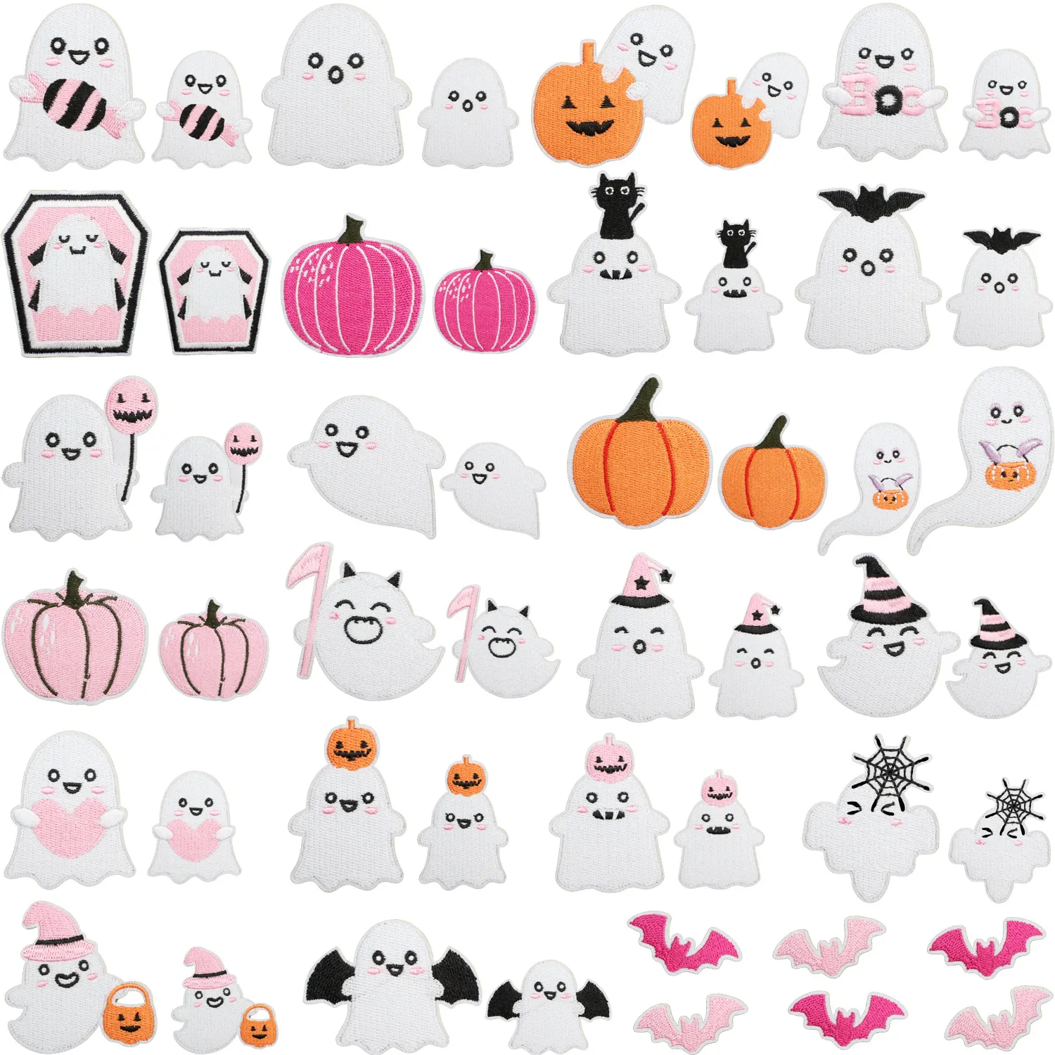 Cute Halloween Embroidery Patches Ghost Pumpkin Bat Iron On Embroidered Appliques For Clothing Bags DIY Decoration