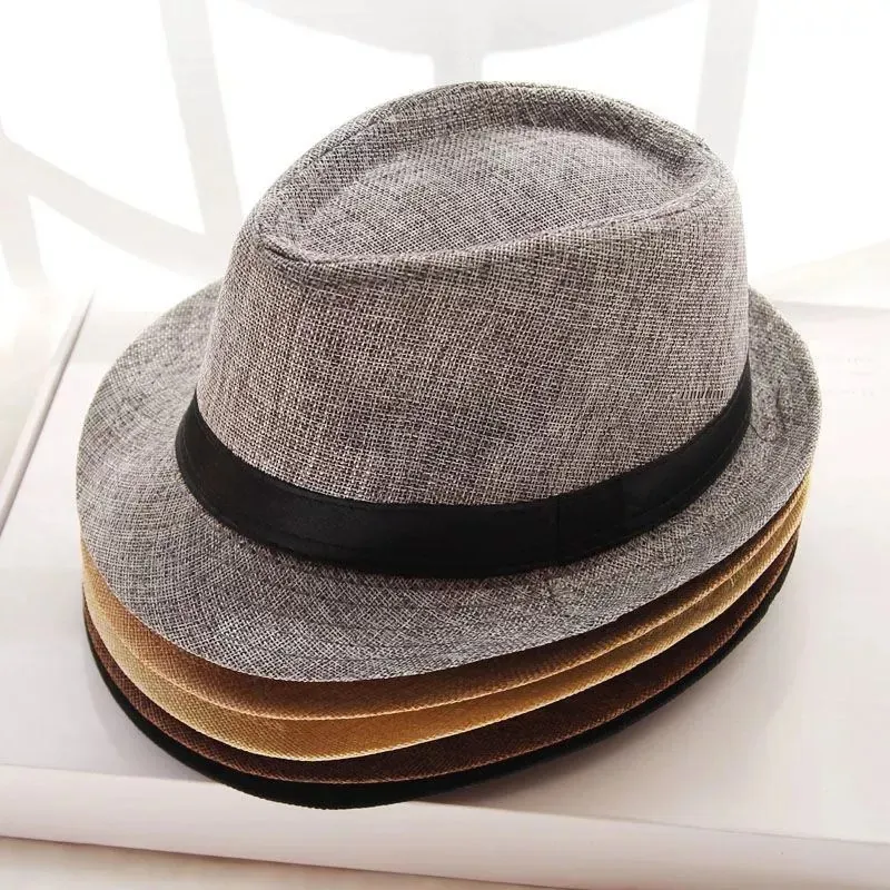 Chapeau Fedora Vintage Polyester Tissé Respirant Protection Solaire Été Plage Jazz Casquette Pour Hommes Et Femmes