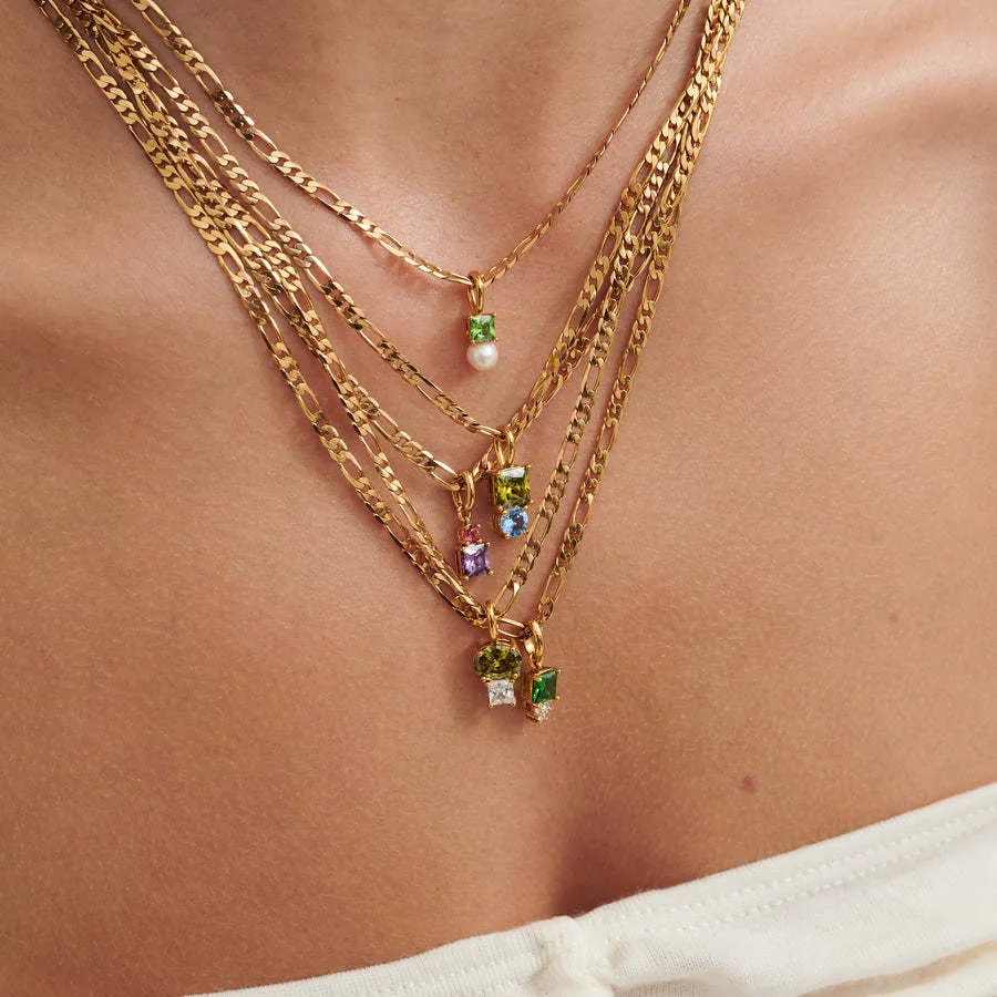 Collana Con Pendente In Zircone Geometrico Placcato Oro 18K Rame Catena Figaro Gioielli Minimalisti Regalo Per Donne