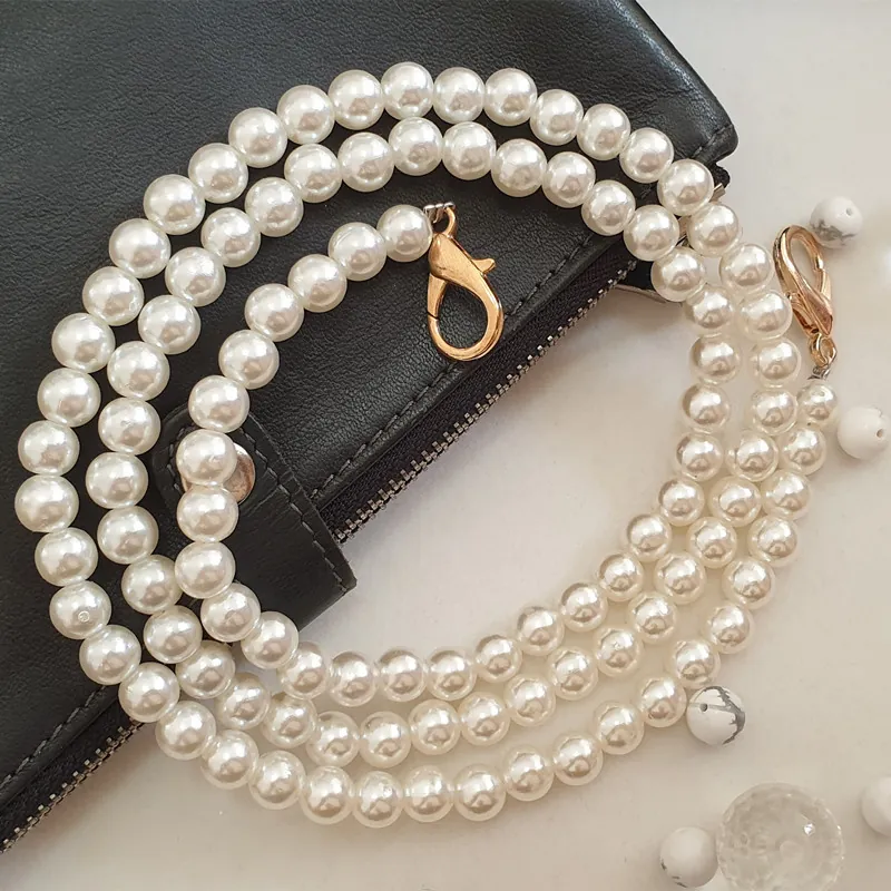 Elegant Imitation Artificial Pearl Bag Strap Replacement Chain With Metal Lobster Clasps For Handbags Shoulder Purses Accessories