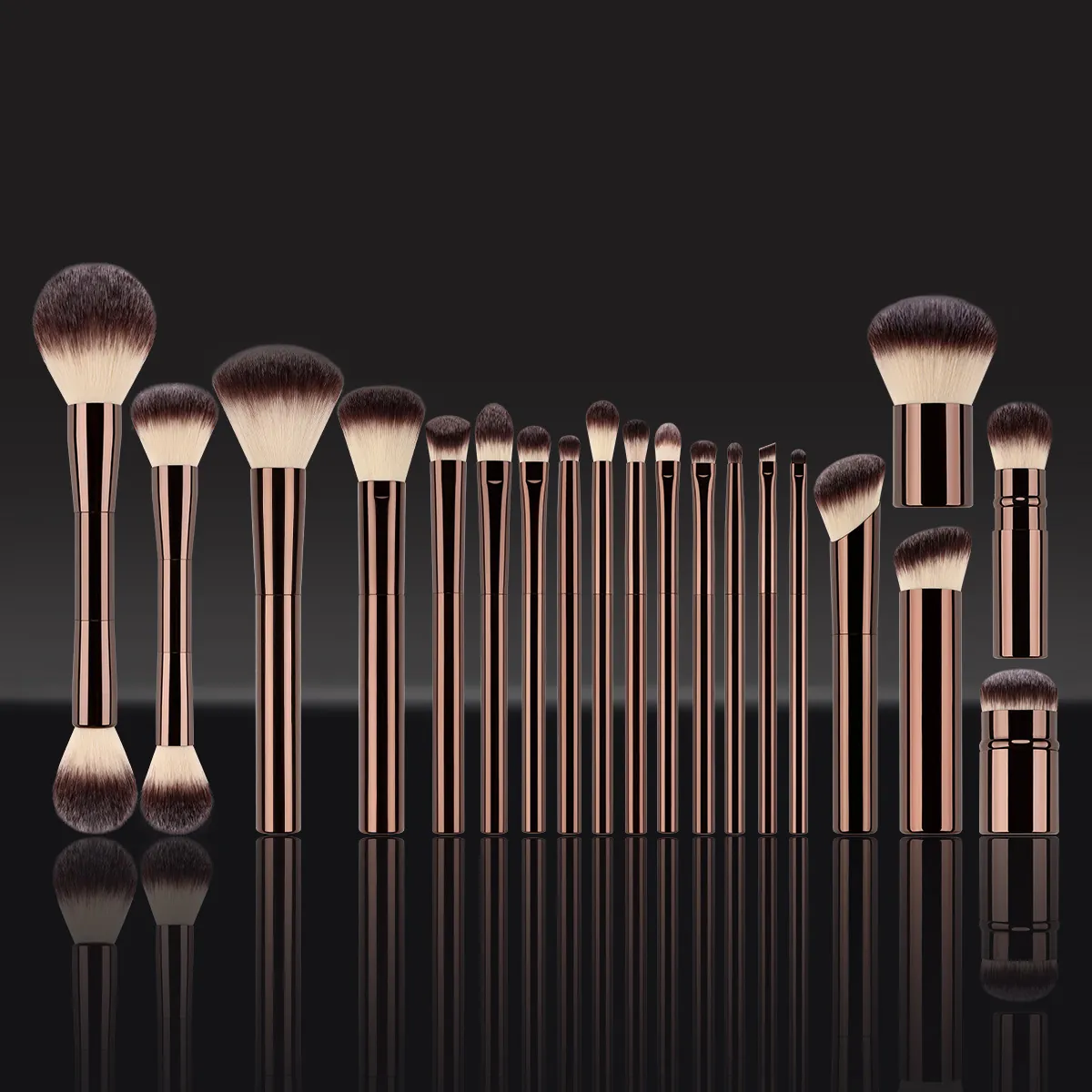 Professional Makeup Brushes Synthetic Nylon Hair Aluminum Tube Rose Gold Handle Beauty Tools Foundation Powder Eyeshadow