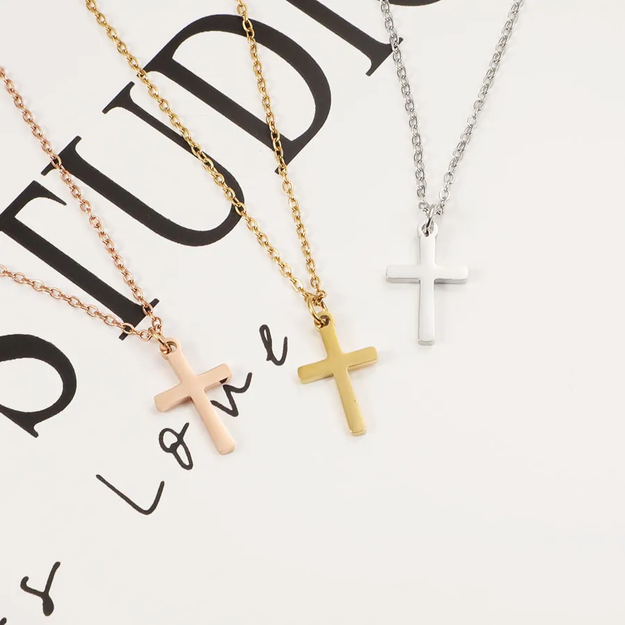 Cross Pendant Necklace 304 Stainless Steel Mirror Polished Simple Hip Hop Style Jewelry For Men And Women